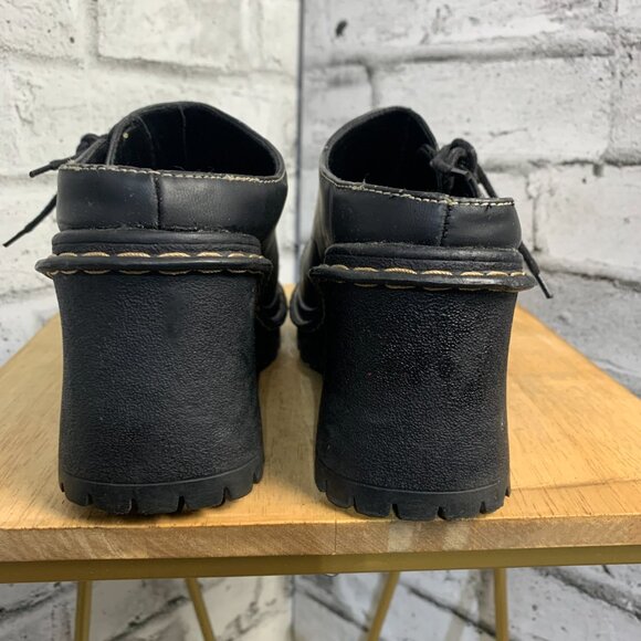 Vintage Y2K Nevada Chunky Heel Platform Mules 5 Black Leather Slip On Shoes 90s - Picture 8 of 13